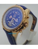 Breitling Bentley Blue Swiss Automatic Tourbillon Leather Strap Watch