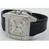 Cartier Santos 100 White Diamond Swiss ETA Valjoux 7750 Silver Watch