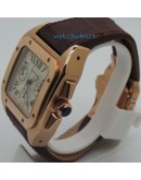 Cartier Santos 100 Swiss ETA Valjoux 7750 Rose Gold Watch