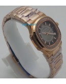 Patek Philippe Nautilus Smoke Grey Diamond Bezel Rose Gold Ladies Watch