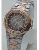 Patek Philippe Nautilus Smoke Grey Diamond Bezel Dual Tone Ladies Watch