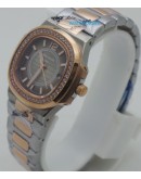 Patek Philippe Nautilus Smoke Grey Diamond Bezel Dual Tone Ladies Watch