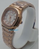 Patek Philippe Nautilus White Diamond Bezel Rose Gold Ladies Watch