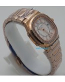 Patek Philippe Nautilus White Diamond Bezel Rose Gold Ladies Watch