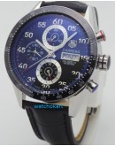 TAG HEUER CARRERA CALIBRE 16 DAY DATE AUTOMATIC LEATHER STRAP WATCH