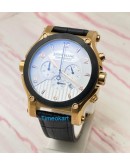 Mont Blanc White Chronograph Leather Strap Watch