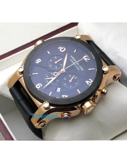 Mont Blanc Chronograph Black Leather Strap Watch