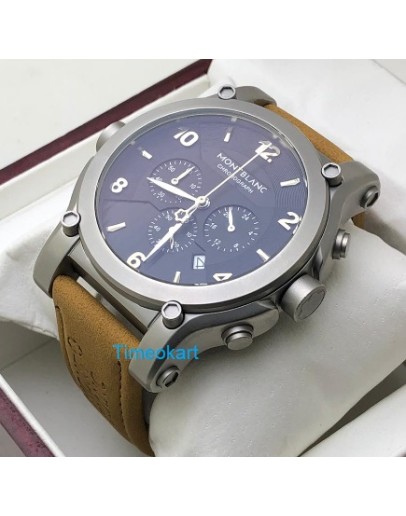 Mont Blanc Chronograph Steel Brown Strap Watch